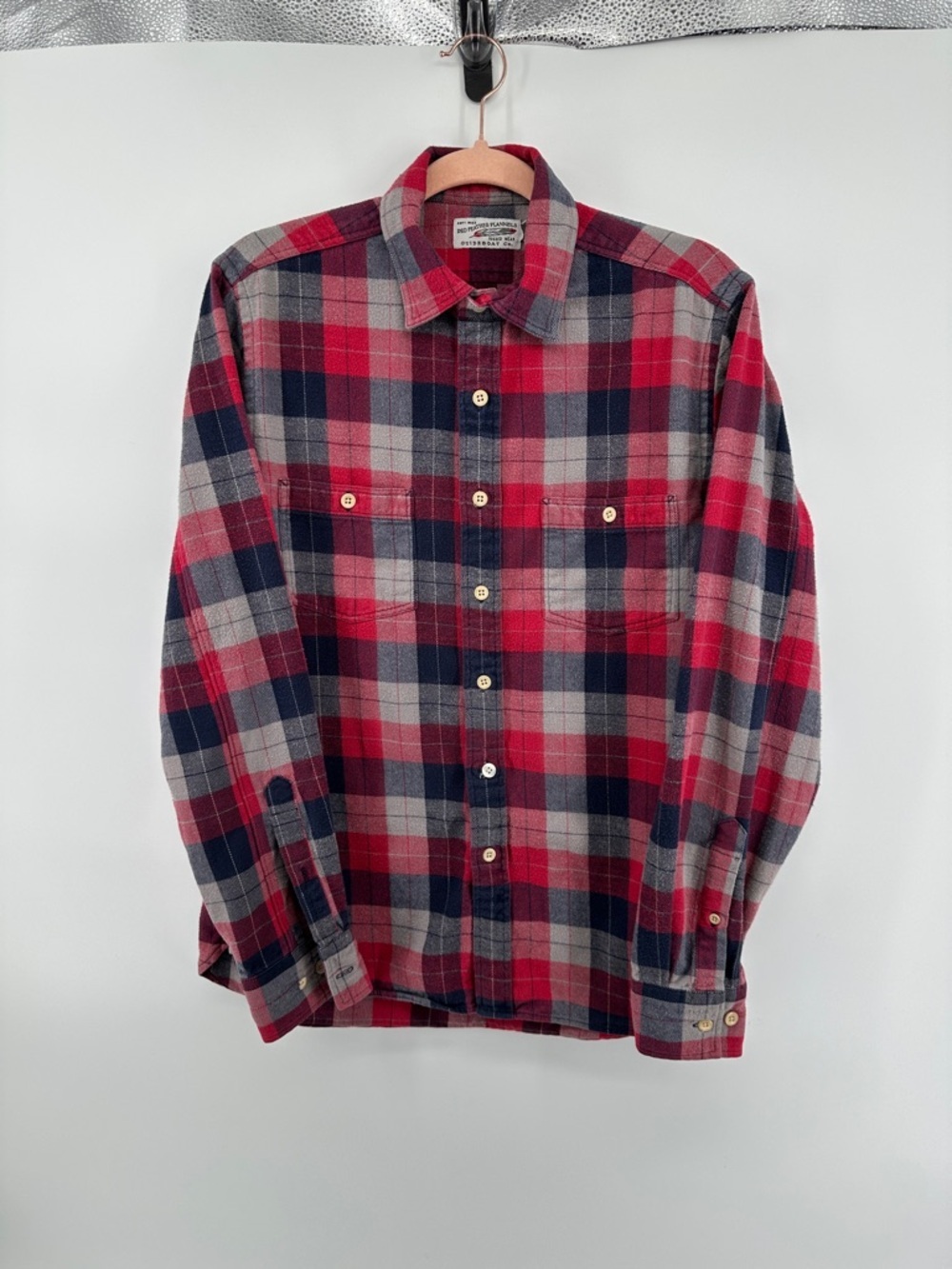 Red‎ Feather Flannel VTG Cottagecore 90s Grunge Red/Navy Plaid Flannel Shirt SzM